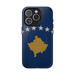 Kosovo Flag Tough iPhone Case — Navy Blue Stars & Gold Map (MagSafe compatible)  Shamo's iPhone 15 Pro / Glossy