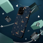 Desert Moon MagSafe Phone Case, glossy square triple-camera Pro model, rear view with magnetic accessories