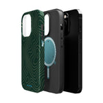 Topographic Green Magnetic Impact-Resistant iPhone Case | MagSafe compatible  Shamo's