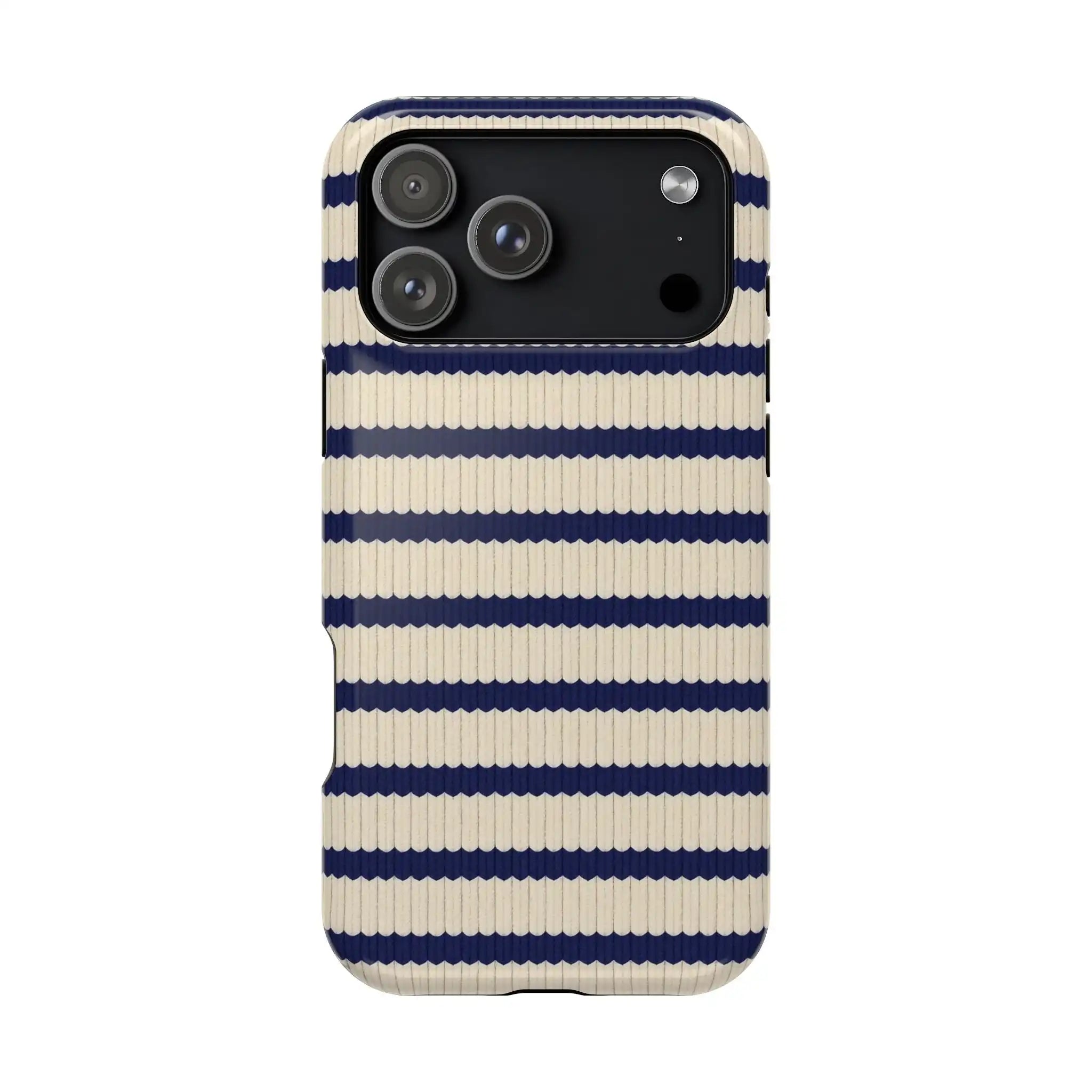 Navy & Cream Ribbed Holiday Sweater Design iPhone Case with MagSafe compatibility  Shamo's iPhone 17 Pro Max / Glossy