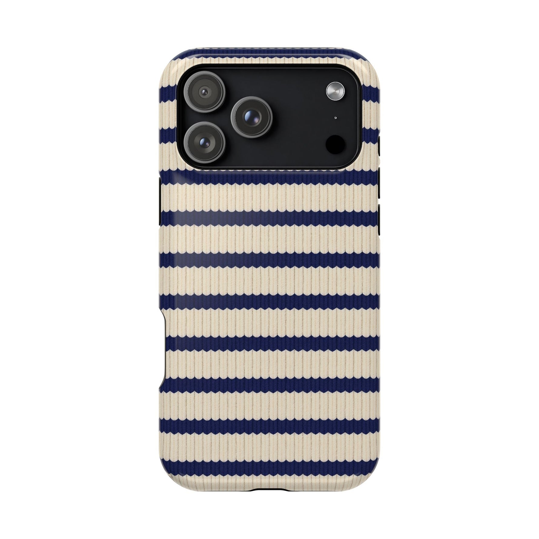 Navy & Cream Ribbed Holiday Sweater Design iPhone Case with MagSafe compatibility  Shamo's iPhone 17 Pro Max / Glossy