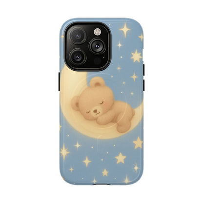 Sleepy Teddy Bear & Stars iPhone Case with MagSafe