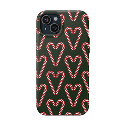 Candy Cane Heart MagSafe Impact-Resistant iPhone Case