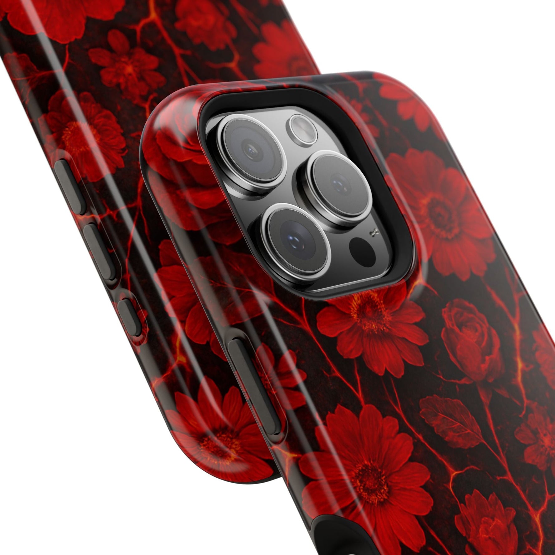 Melted Lava Dark Red Floral iPhone Case — MagSafe Compatible  Shamo's
