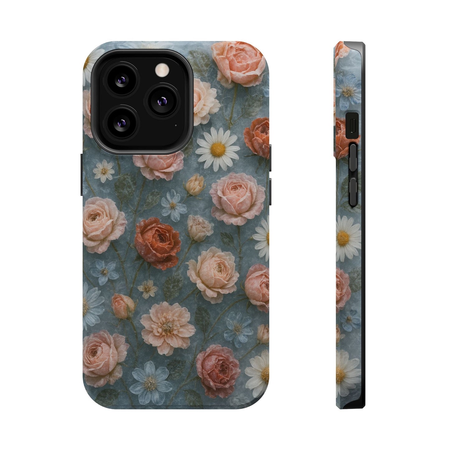Frozen Floral Vintage Roses & Daisies iPhone Case with MagSafe compatibility  Shamo's iPhone 13 Pro / Matte