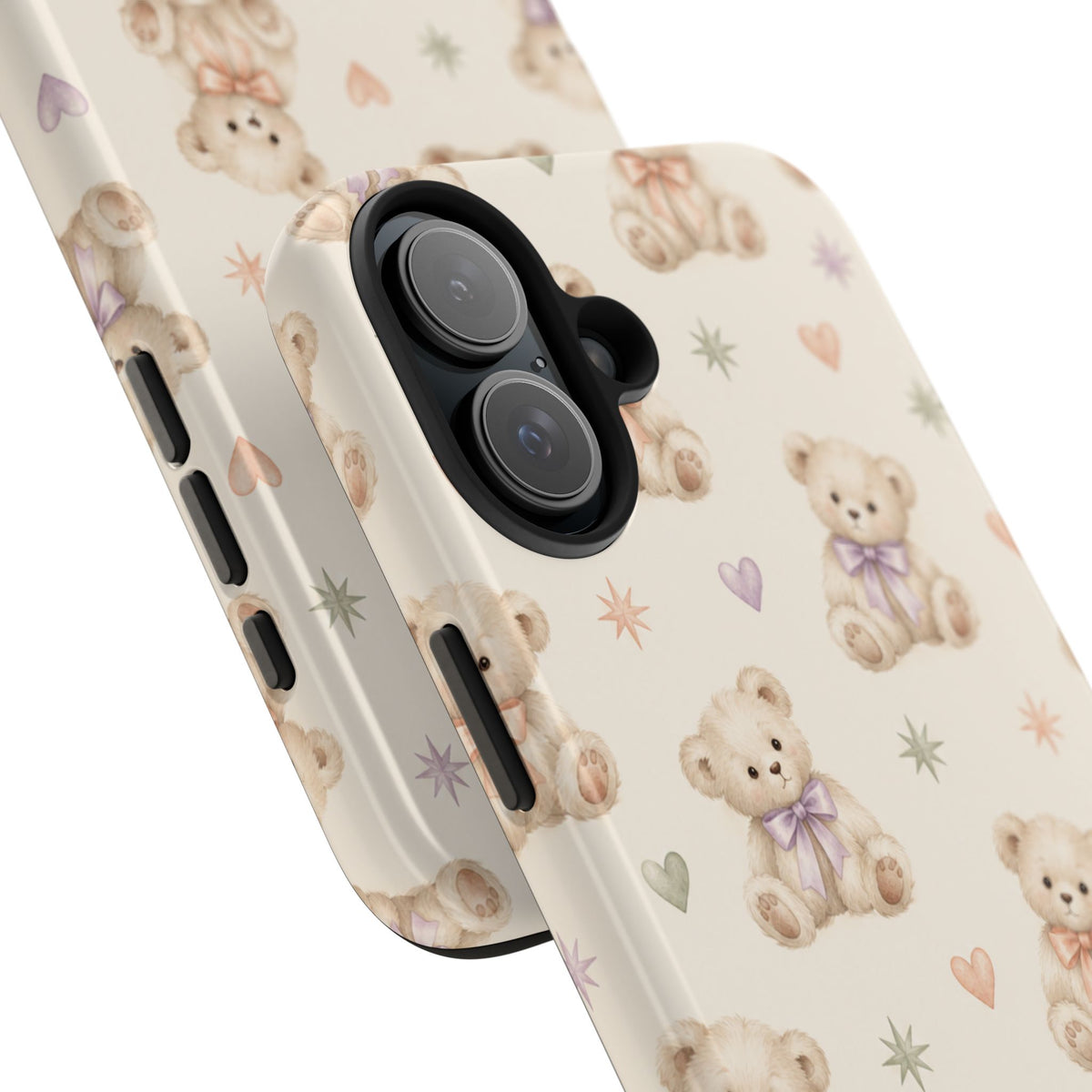 Cute Pastel Bear Impact Phone Case | Heart & Star Kawaii Pattern