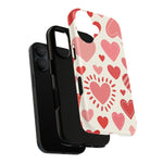 Heart Pattern Tough iPhone Case — Cute Red & Pink Hearts Protective Cover (MagSafe compatible)  Shamo's