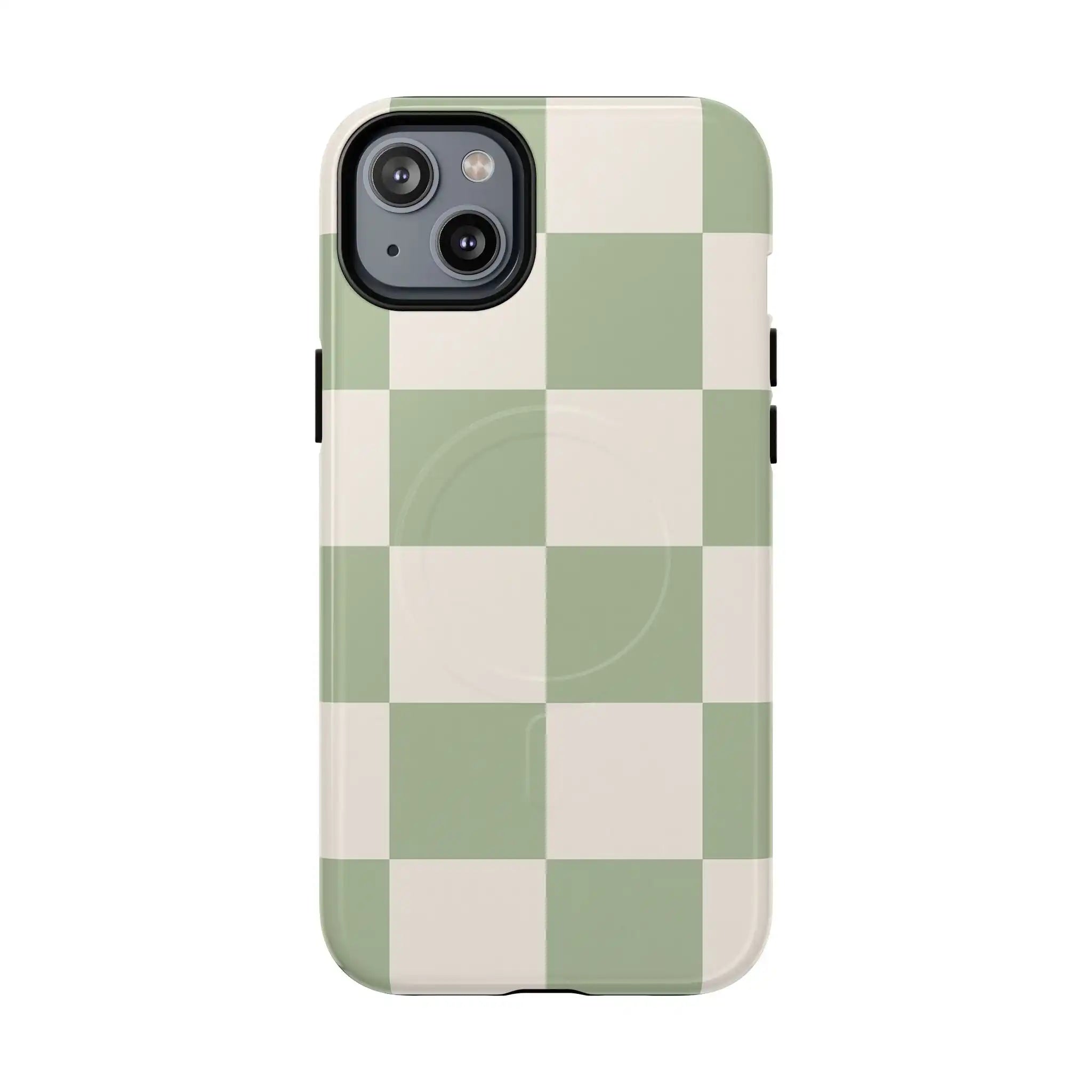 Sage Checkerboard Tough iPhone Case - Compatible with MagSafe - Shamo's