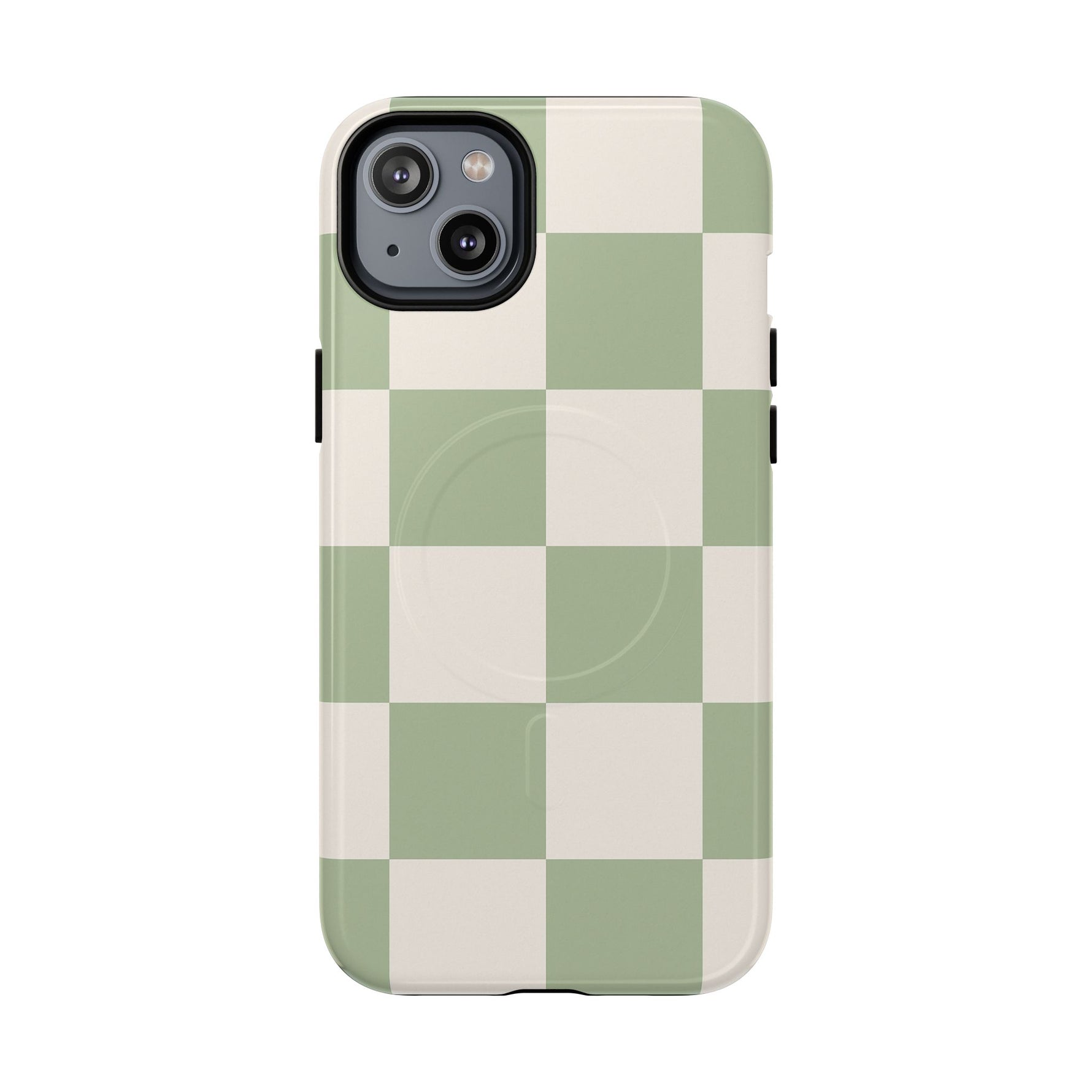 Sage Checkerboard Tough iPhone Case - Compatible with MagSafe - Shamo's