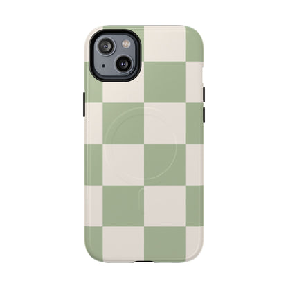 Sage Checkerboard Tough iPhone Case - Compatible with MagSafe