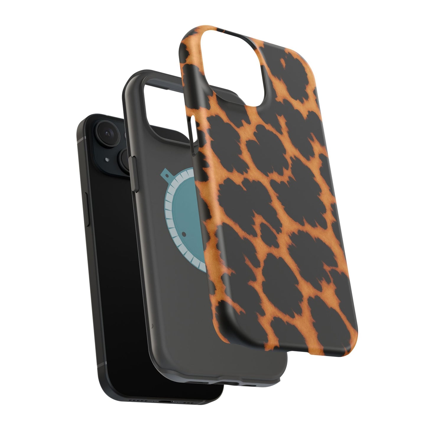 Leopard Print Impact-Resistant iPhone Case with MagSafe compatibility