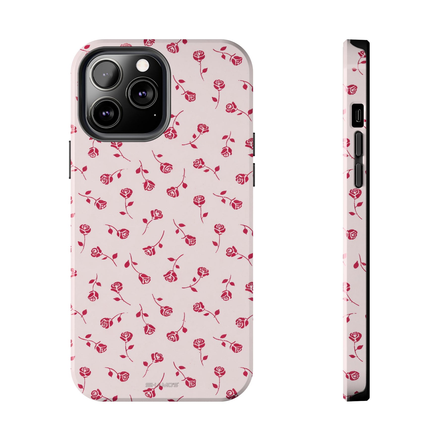 Pink Rose Pattern Tough Phone Case — Impact-Resistant Protective Cover