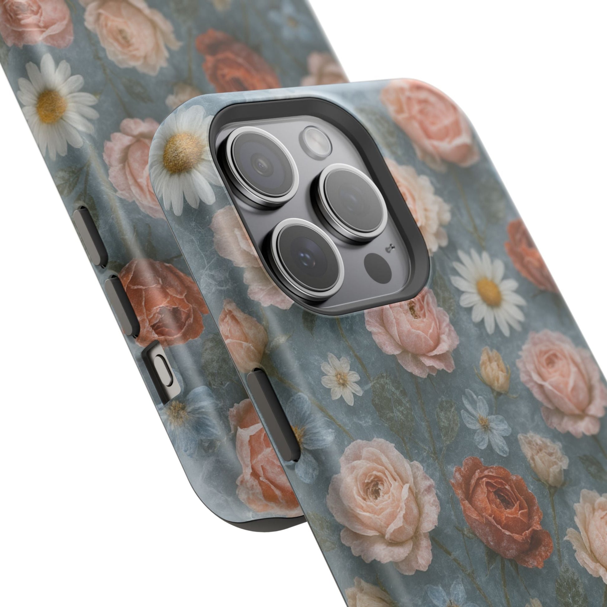 Frozen Floral Vintage Roses & Daisies iPhone Case with MagSafe compatibility  Shamo's
