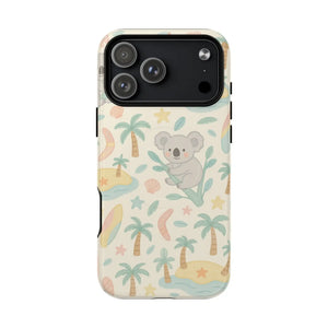 Australia Hand-Drawn Koala Beach iPhone Case — Cute Tropical Palm & Surf Print | with MagSafe  Shamo's iPhone 17 Pro Max / Glossy