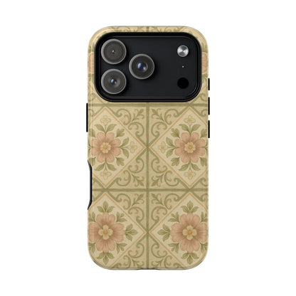Vintage Rustic Foral Tiles iPhone Case | MagSafe