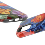 Electric Paradise MagSafe Phone Case – Cobalt Floral & Coral Waves | Glossy