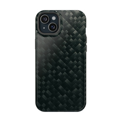 Dark Carbon Fiber Texture Magnetic Impact-Resistant iPhone Case | MagSafe compatible  Shamo's iPhone 15 Plus / Glossy