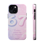 6 7 Viral TikTok Trend Pastel Aesthetic Magnetic Impact-Resistant iPhone Case, Personalizable Text and MagSafe Compatible
