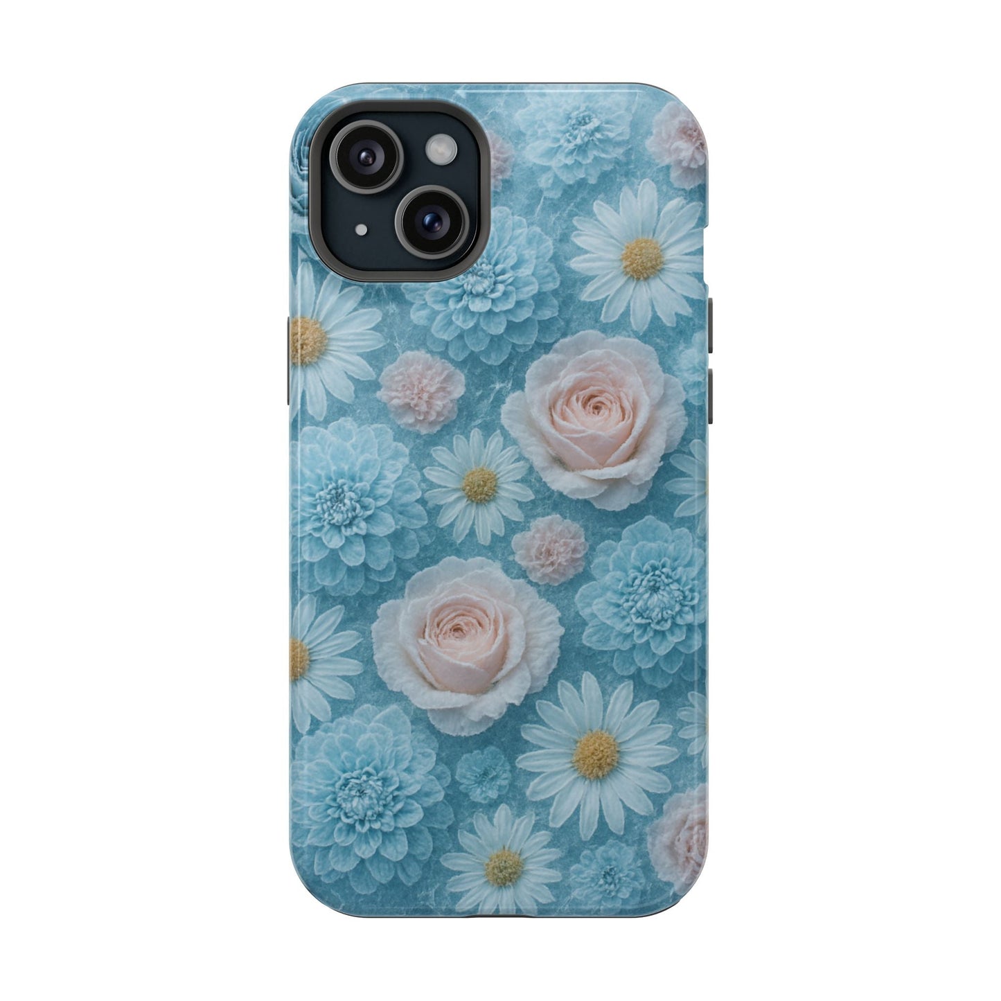 Frozen Floral Rose & Daisy Impact iPhone Case | MagSafe compatible  Shamo's iPhone 15 Plus / Glossy