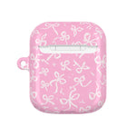 Pink Bow Pattern AirPod Case — Cute Floral Bow Protective Case