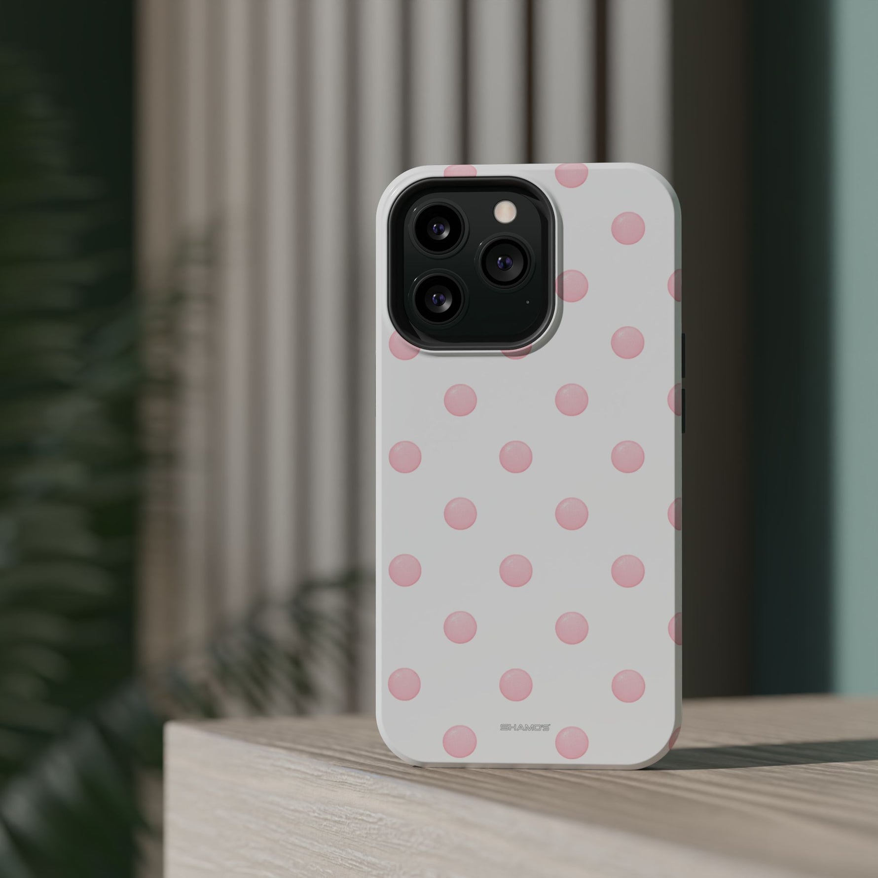 Pink Polka Dot Impact-Resistant Phone Case | MagSafe