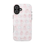 Strawberry Hearts MagSafe Compatible Phone Case | 'Paint it your way' Pink Plaid Impact-Resistant