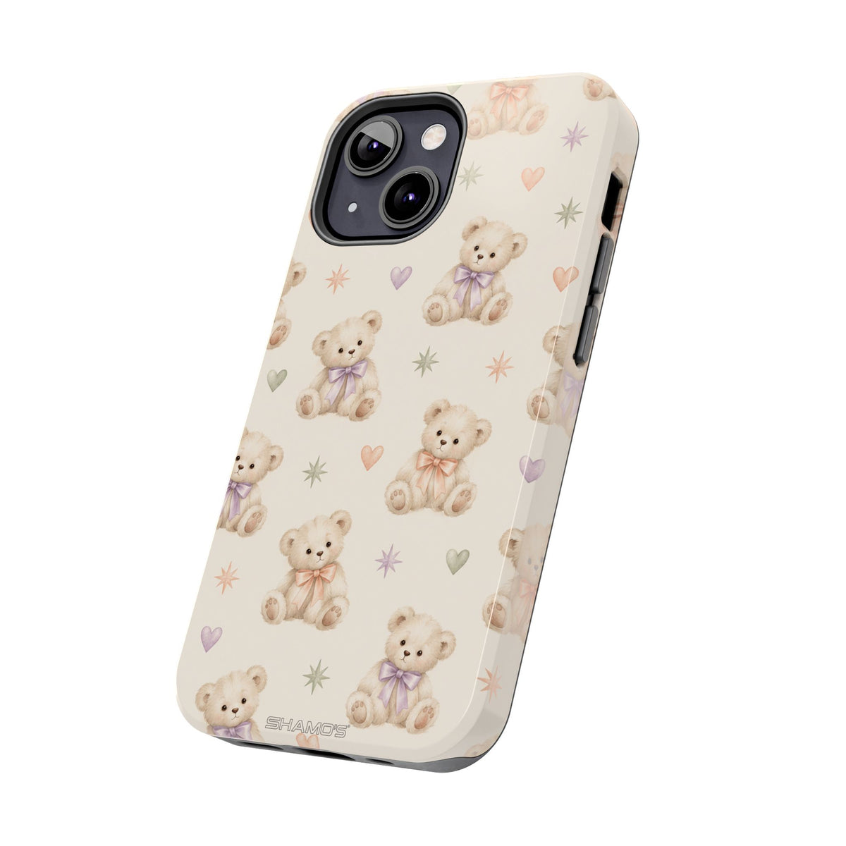 Cute Pastel Bear Impact Phone Case | Heart & Star Kawaii Pattern