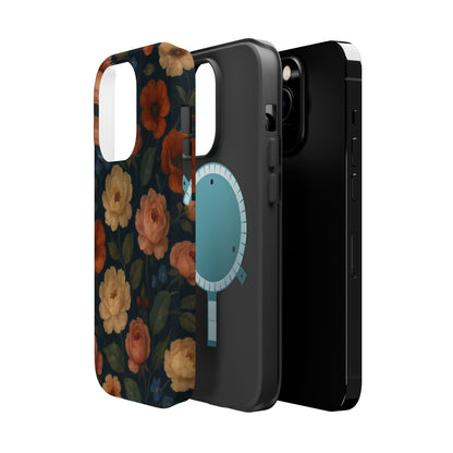 Floral Vintage Rose Magnetic Impact iPhone Case with MagSafe  Shamo's