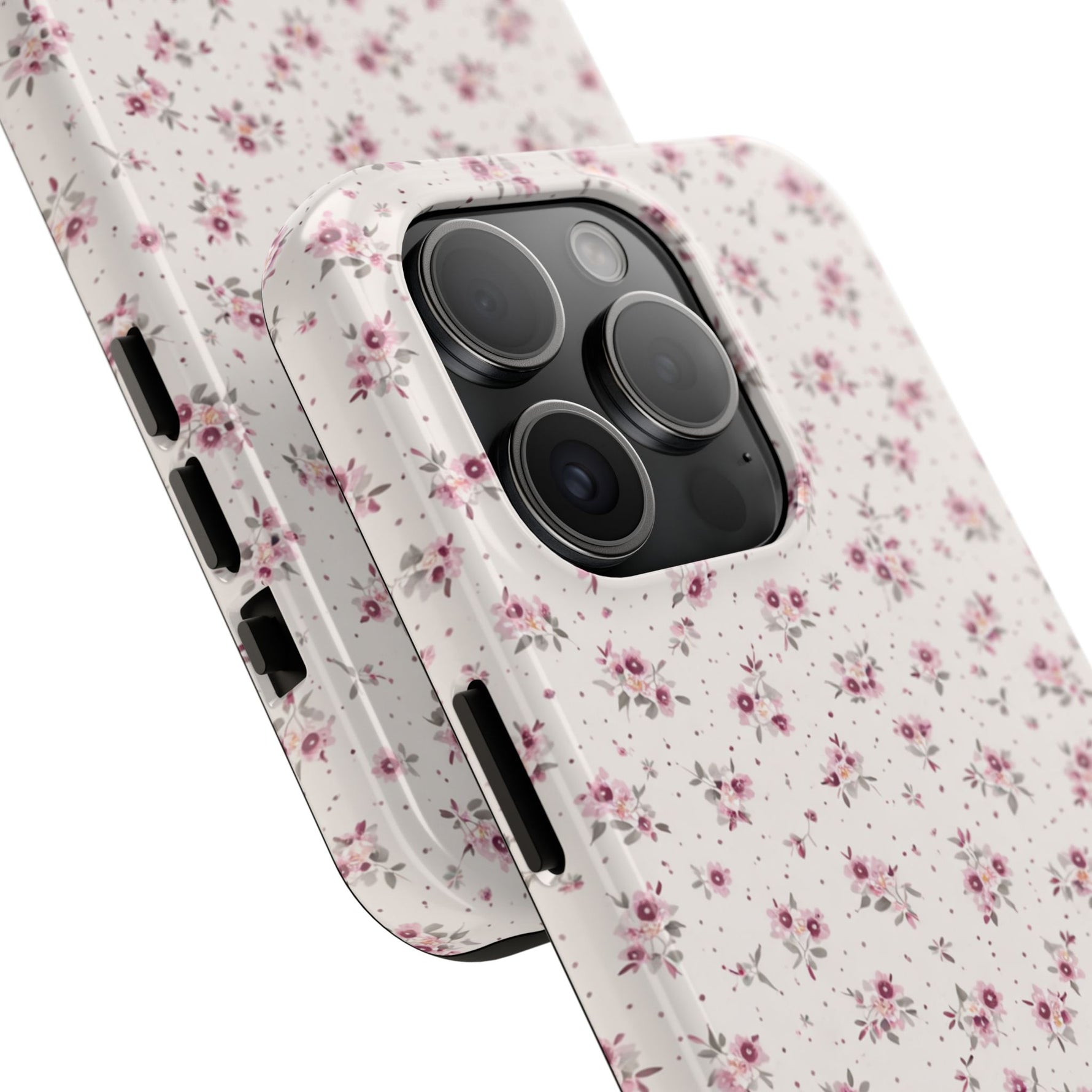 Rosebud Floral Tough iPhone Case — Pink Vintage Flower Protective Cover - iPhone 17 - Shamo's