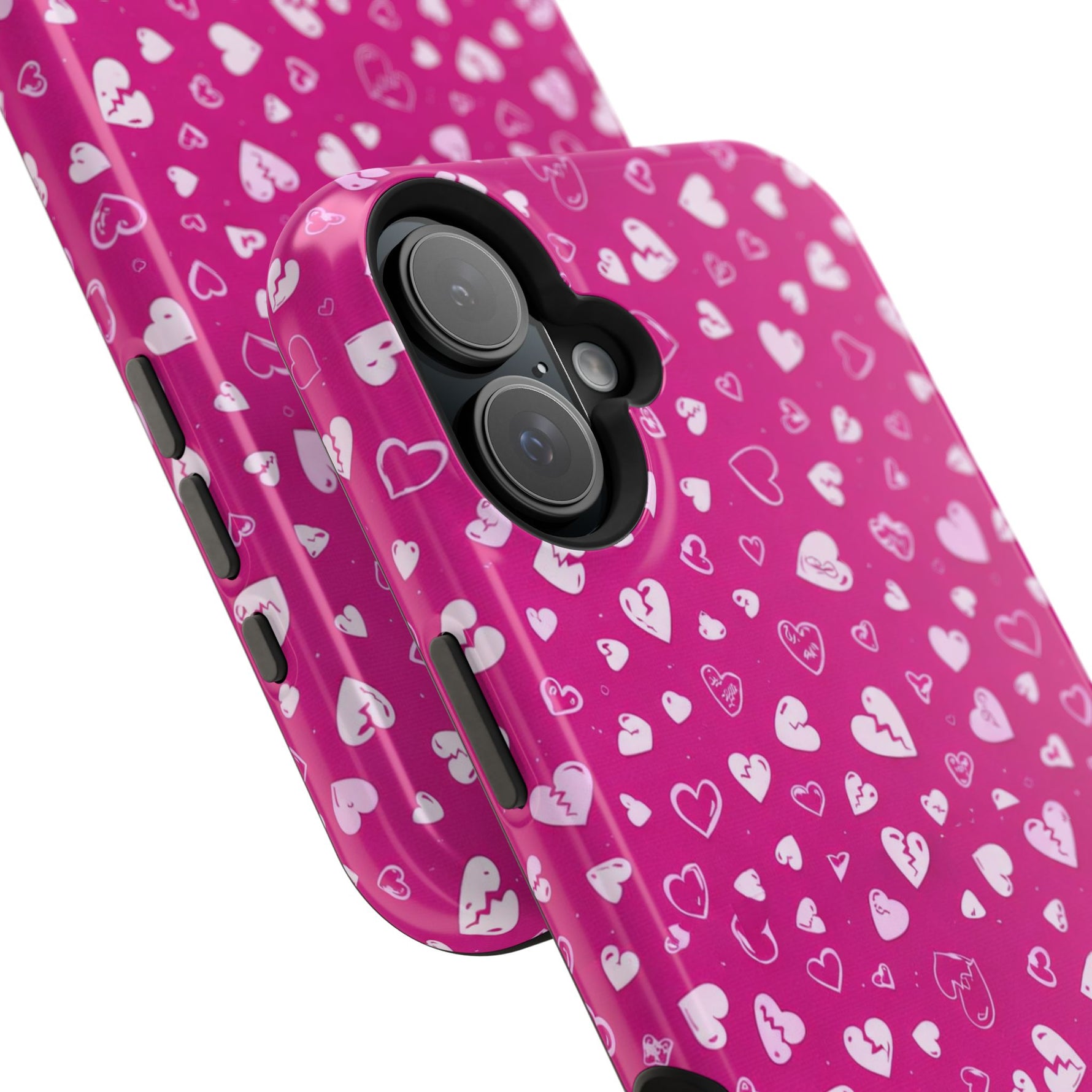 Broken Heart Hot Pink Impact-Resistant iPhone Case | MagSafe - iPhone 17 / Glossy - Shamo's