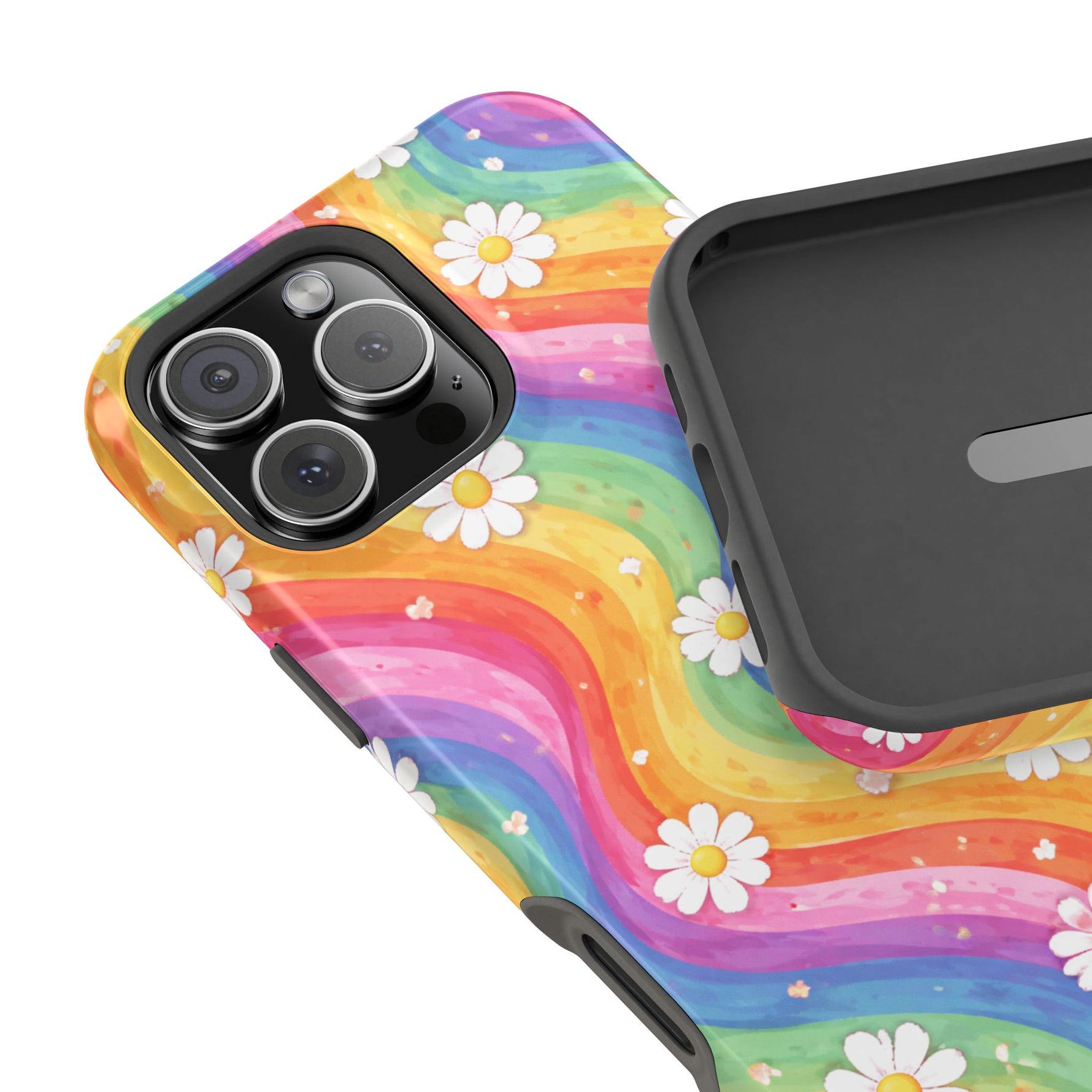 Rainbow Daisy Magnetic Impact-Resistant Phone Case with MagSafe Compatibility - iPhone 17 / Glossy - Shamo's