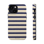 Navy & Cream Ribbed Holiday Sweater Design iPhone Case with MagSafe compatibility