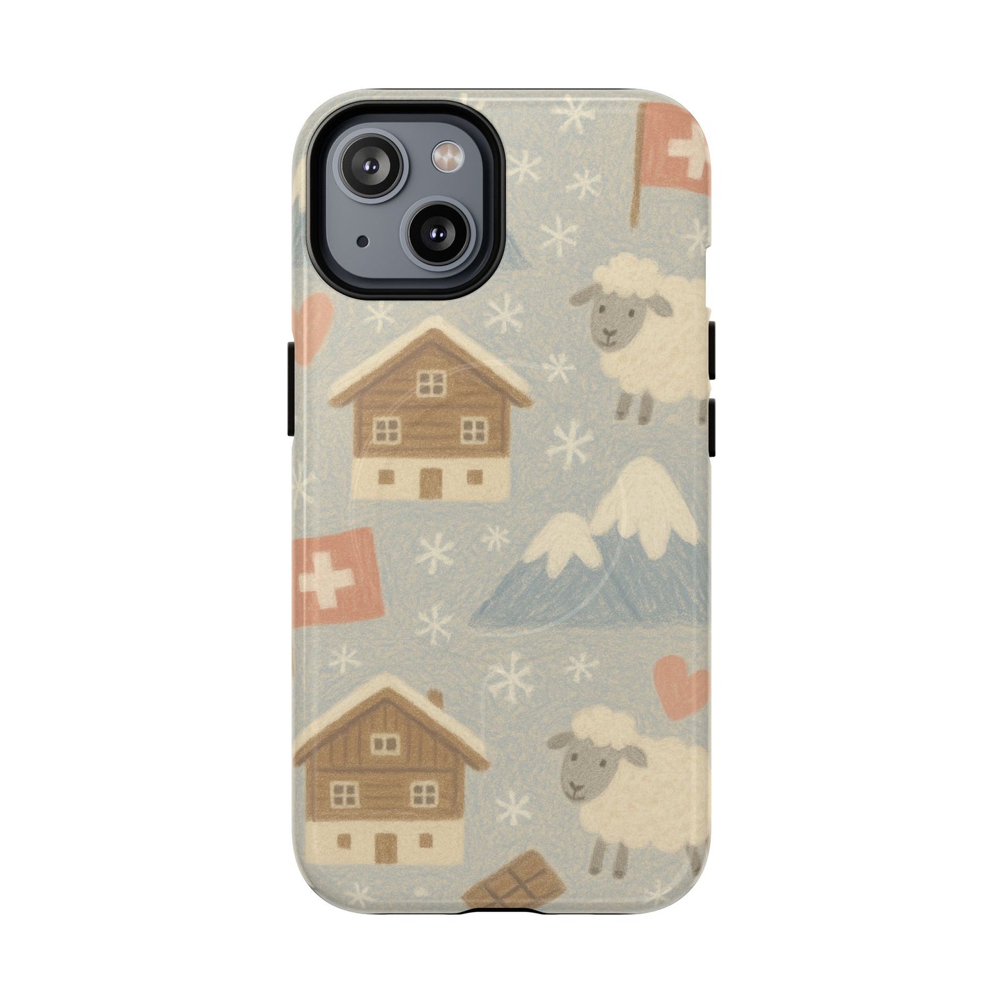 Swiss Chalet Sheep Pattern Tough MagSafe iPhone Case