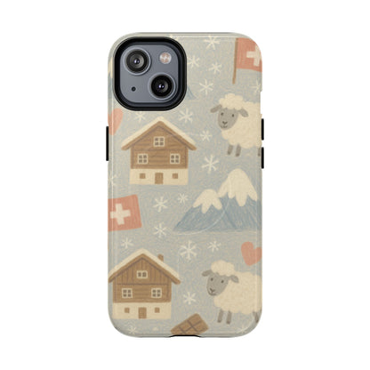 Swiss Chalet Sheep Pattern Tough MagSafe iPhone Case