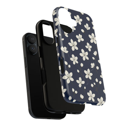 Navy Blossom Floral iPhone Case | MagSafe