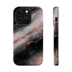 Marbled Black & Rose Gold Magnetic MagSafe Compatible Phone Case — Impact-Resistant