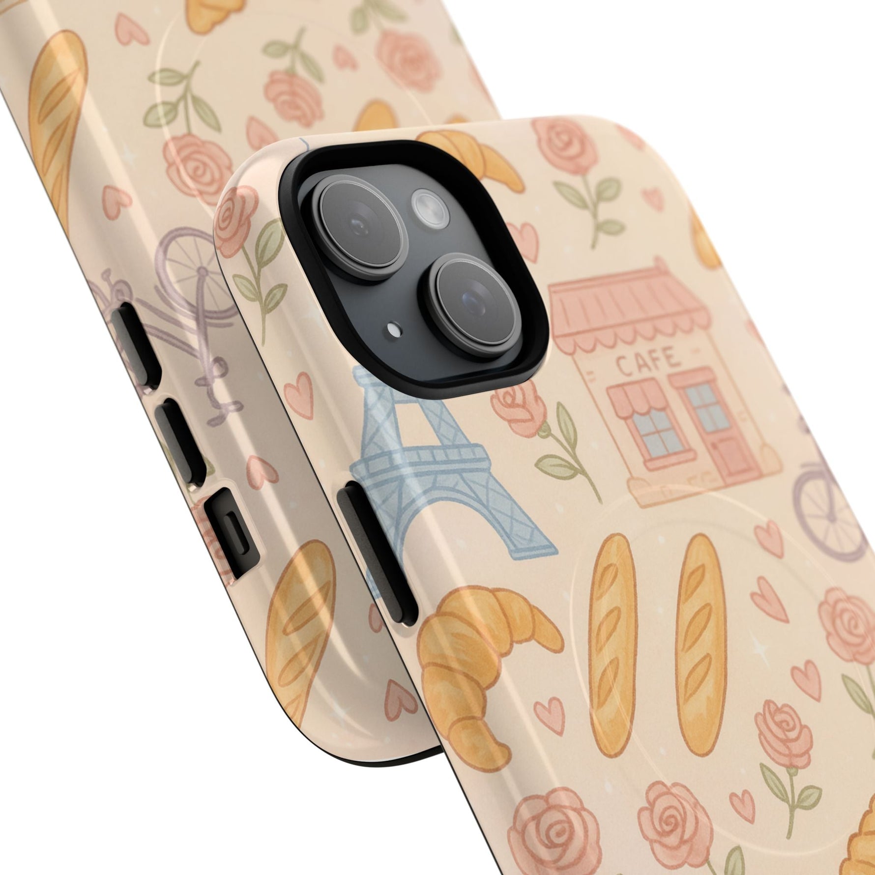 Parisian Bakery iPhone Case — Cute Eiffel Tower, Croissants & Baguette Tough MagSafe Case  Shamo's