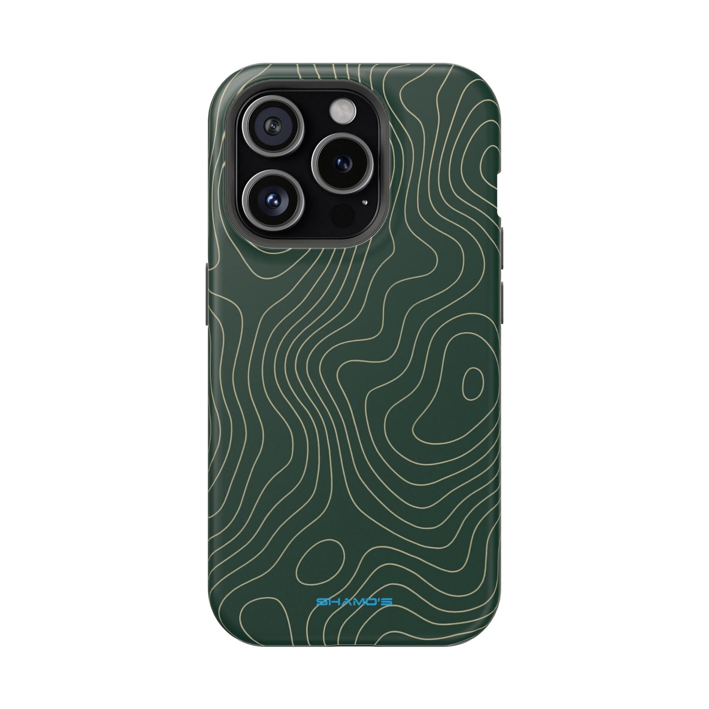 Topographic Green Magnetic Impact-Resistant iPhone Case | MagSafe compatible  Shamo's iPhone 15 Pro / Matte