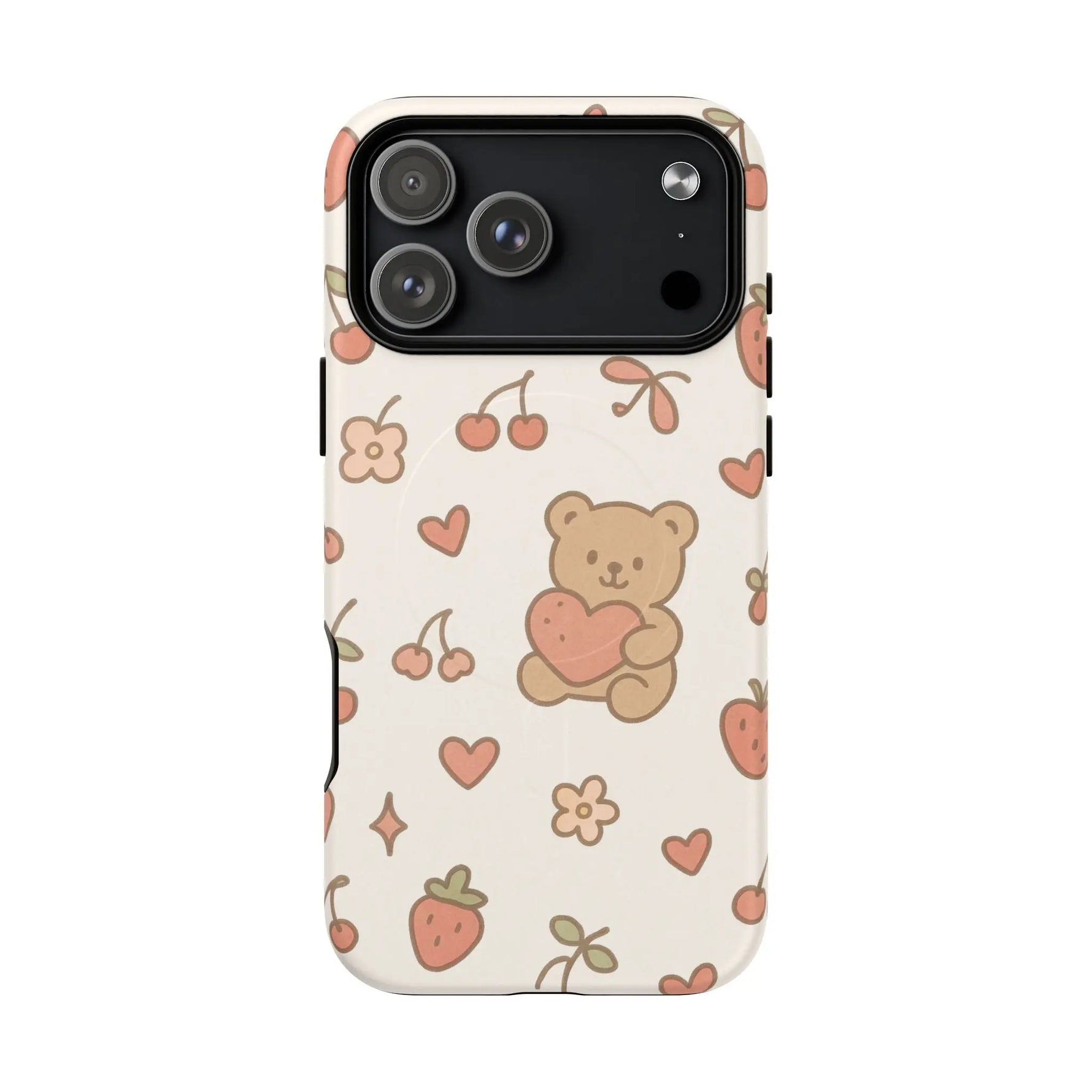 Teddy Berry Cozy Strawberry Pattern iPhone Case with MagSafe - Shamo's