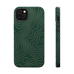 Topographic Green Magnetic Impact-Resistant iPhone Case | MagSafe compatible