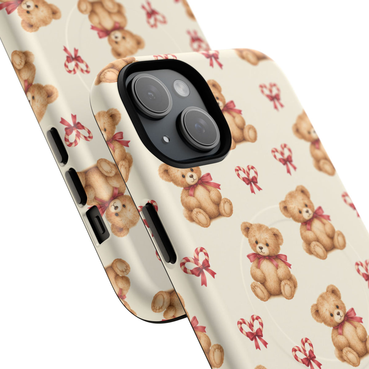 Coque iPhone Ourson des fêtes et sucres d’orge en forme de cœur avec MagSafe