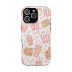 Kawaii Snack Pattern Magnetic Phone Case, Cute Popcorn, Burger & Soda Design with MagSafe Compatibility
