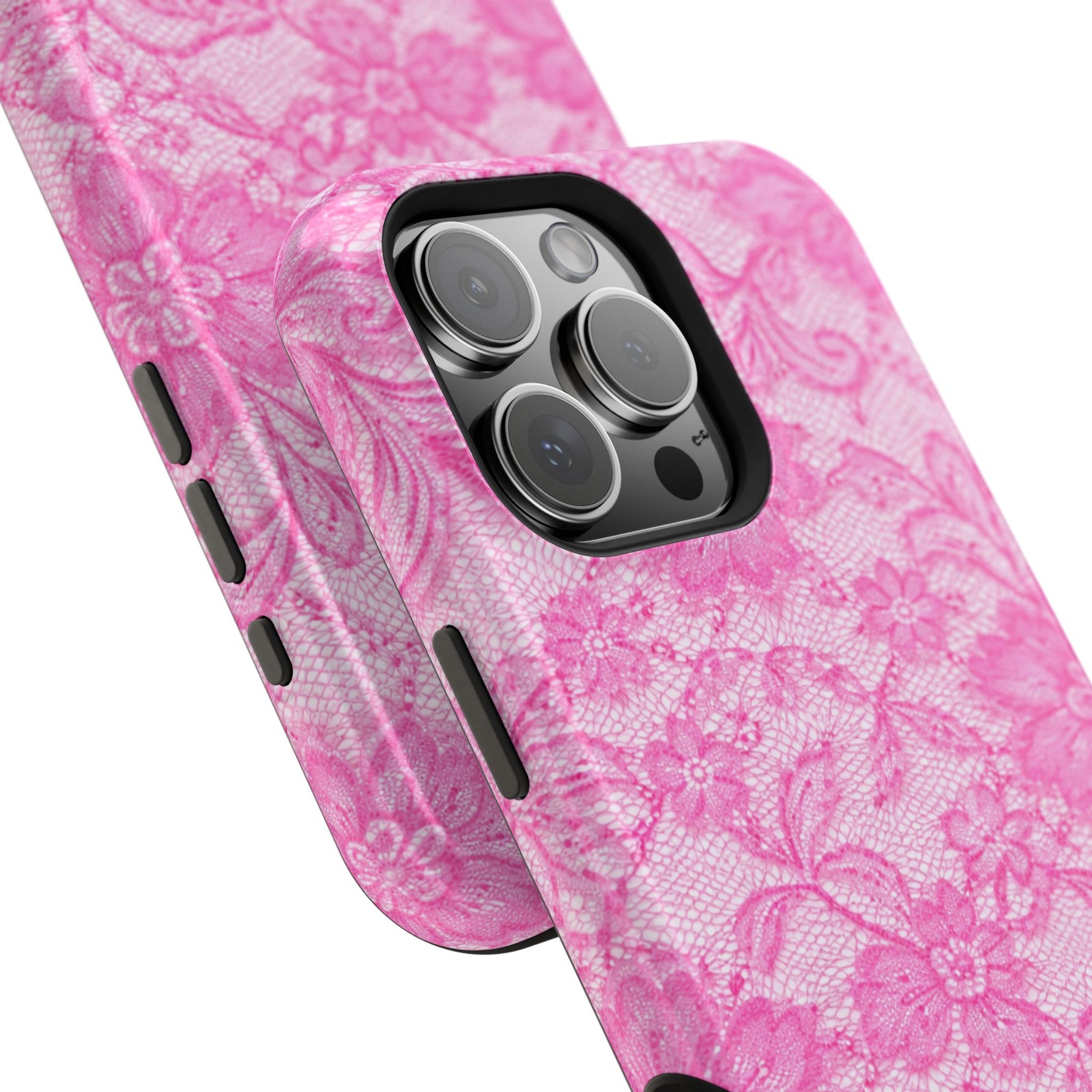 Pink Lingerie Lace Print Impact-Resistant iPhone Case | MagSafe - iPhone 17 / Glossy - Shamo's