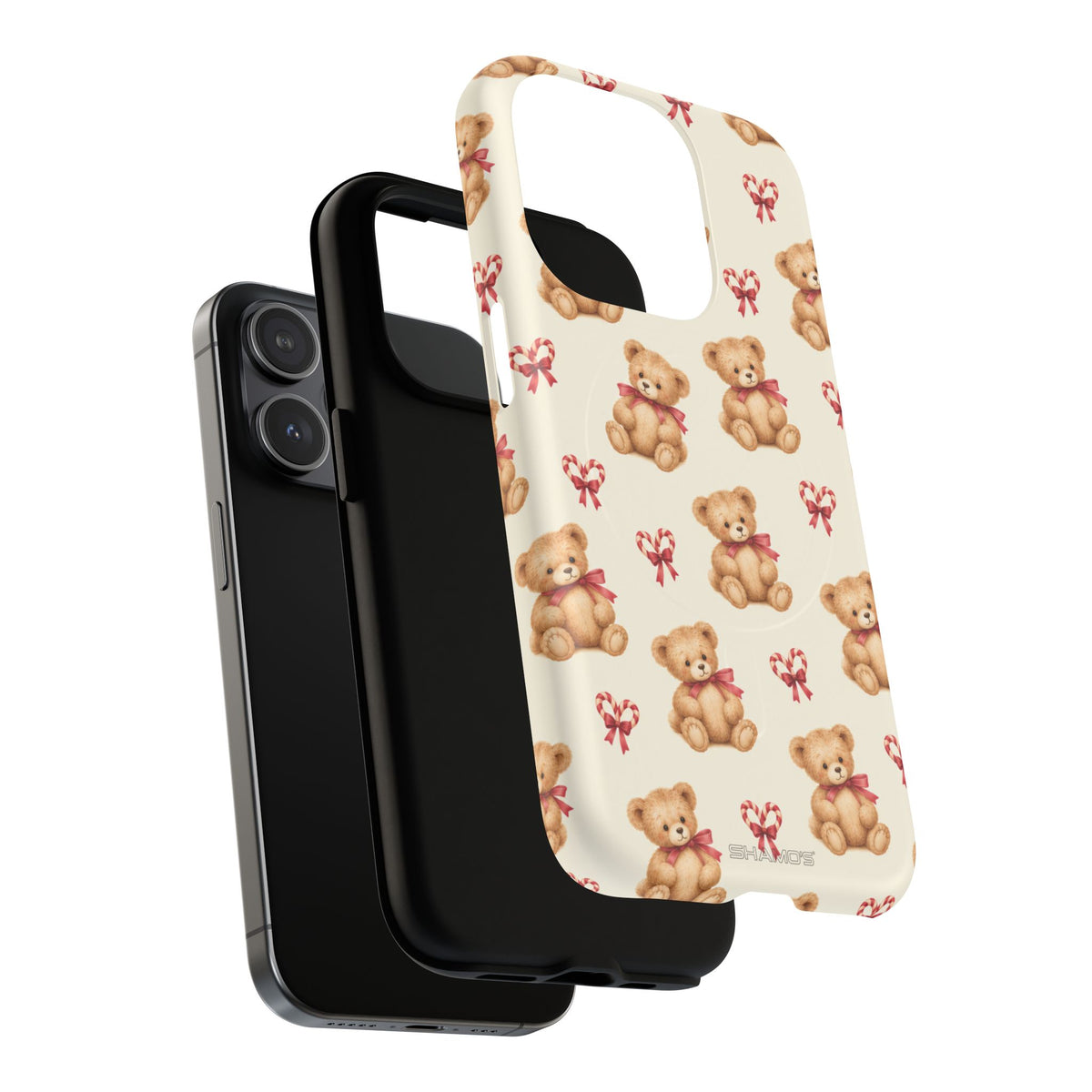 Coque iPhone Ourson des fêtes et sucres d’orge en forme de cœur avec MagSafe