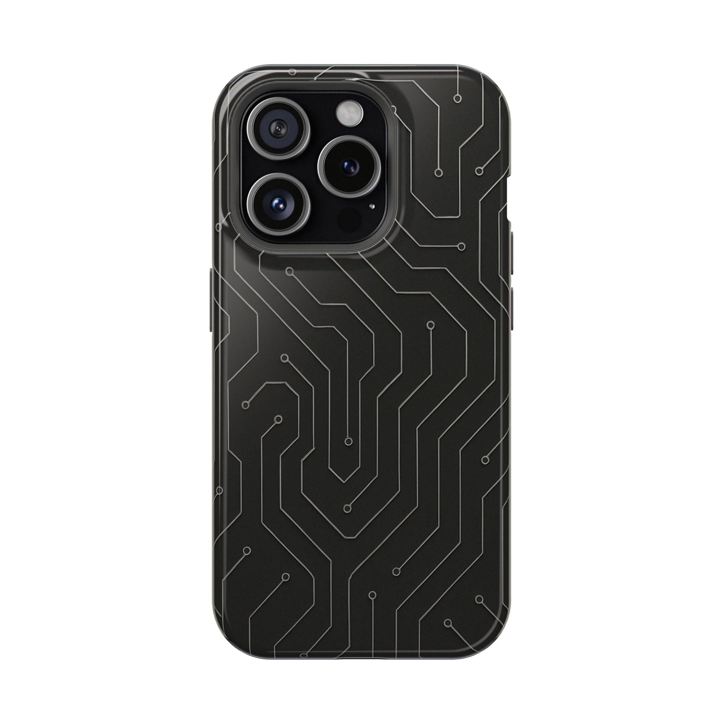 Black Circuit Board Design iPhone Case | MagSafe  Shamo's iPhone 15 Pro / Glossy