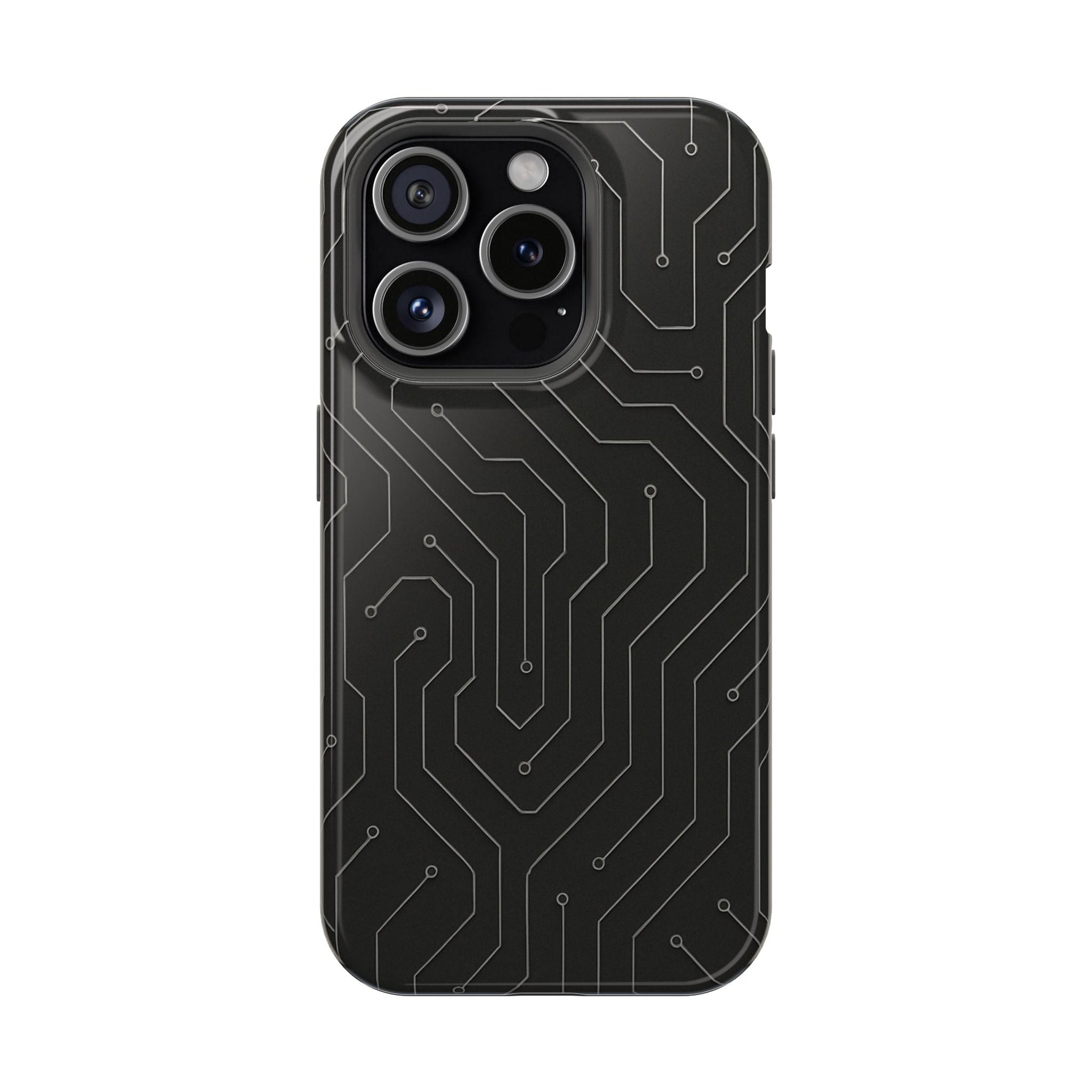 Black Circuit Board Design iPhone Case | MagSafe  Shamo's iPhone 15 Pro / Glossy