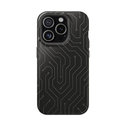 Black Circuit Board Design iPhone Case | MagSafe  Shamo's iPhone 15 Pro / Glossy