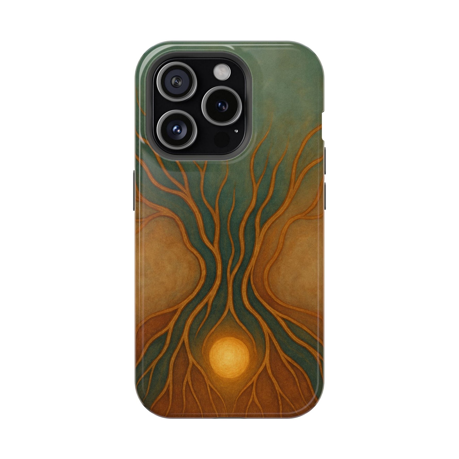 Abstract Tree of Life Design Golden Origin iPhone Case | MagSafe Compatible  Shamo's iPhone 15 Pro / Glossy