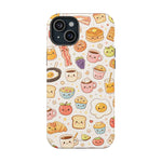 Kawaii Breakfast Pattern Magnetic Phone Case, Cute Cartoon Food Impact-Resistant Cover, MagSafe Compatible