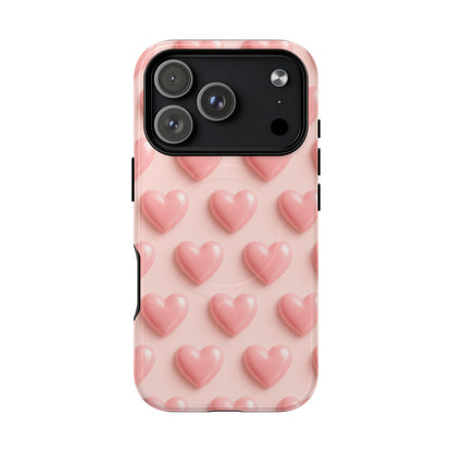Baby Pink Pearl Hearts 3D iPhone Case | MagSafe